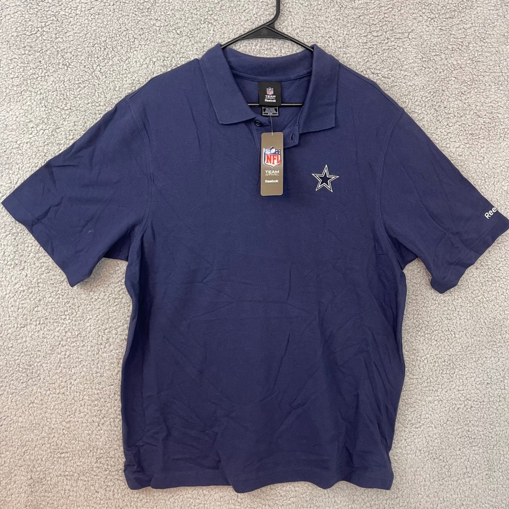 NEW Reebok NFL Dallas Cowboys Mens Medium Blue Navy Polo Shirt Top